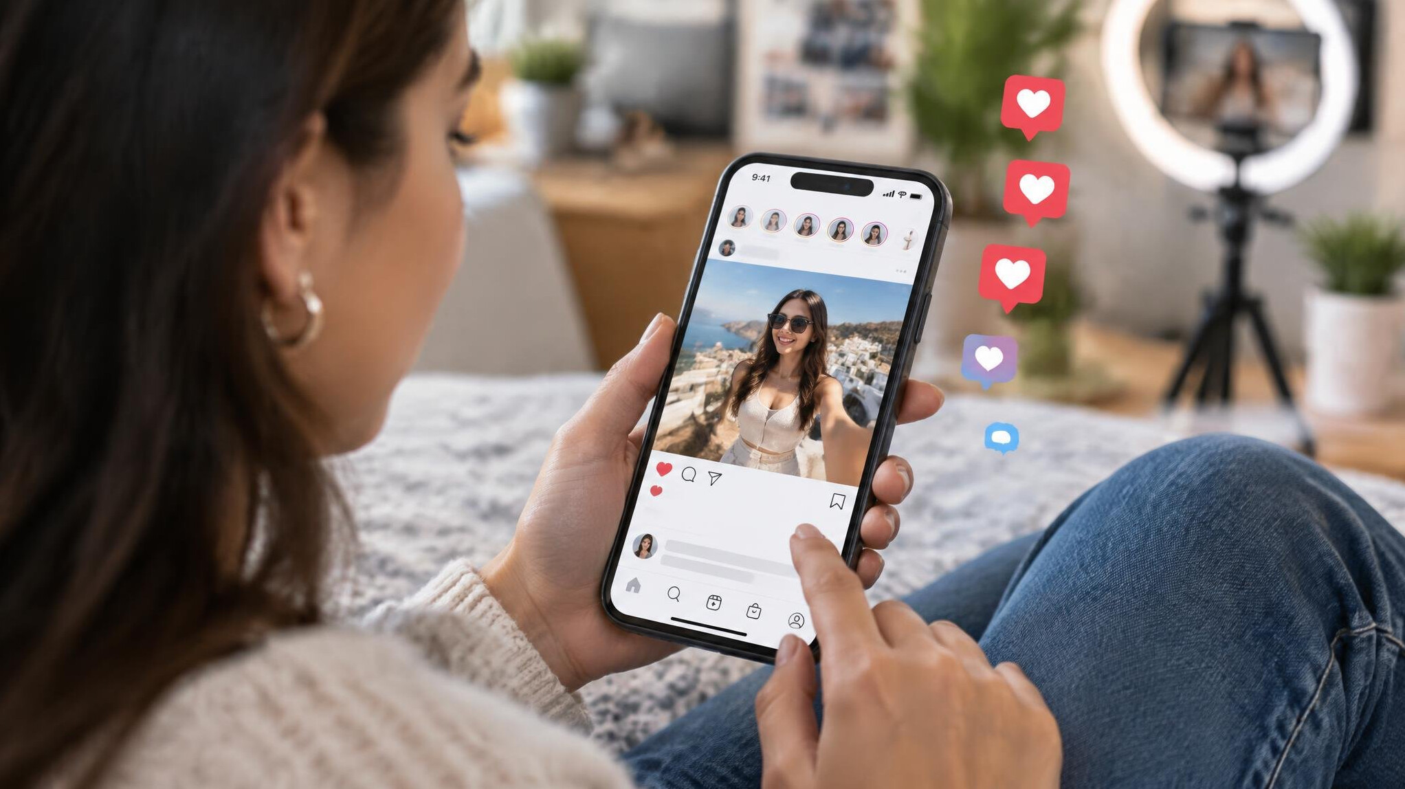 person scrolling social media
