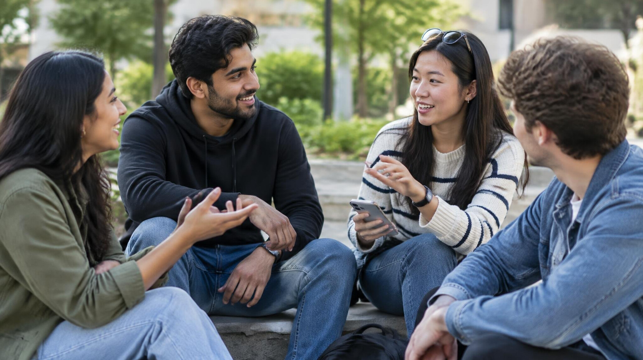 group of friends talking